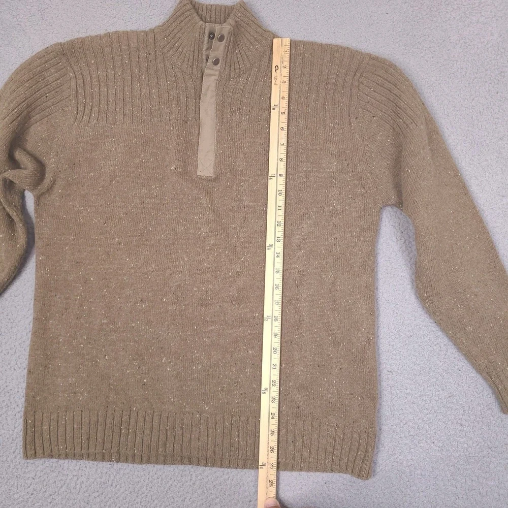 Columbia Sweater Mens XL Brown Speckled Pullover 1/4 Zip XCO Cotton‎ Wool Blend